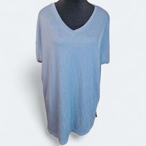 ORVIS | NWT Light Blue V-Neck Minimalist Neutral Short Sleeve Tunic Tee | XL